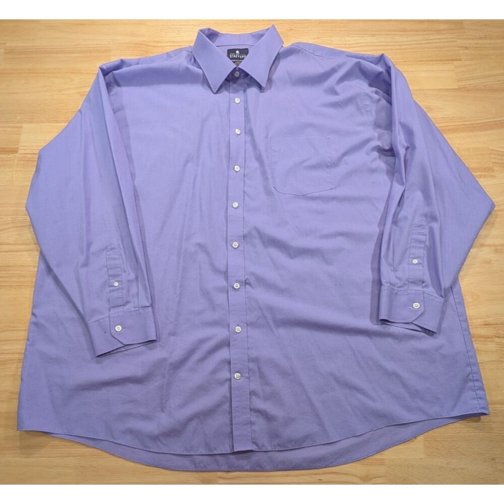 Stafford Travel Dress Shirt Mens 4XL 20 36/37 Big Easy Care Broadcloth Purple